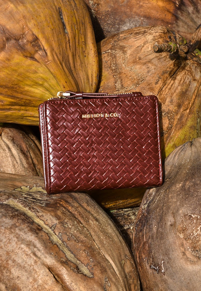 Billie Woven Top Zip Wallet (Burgundy)