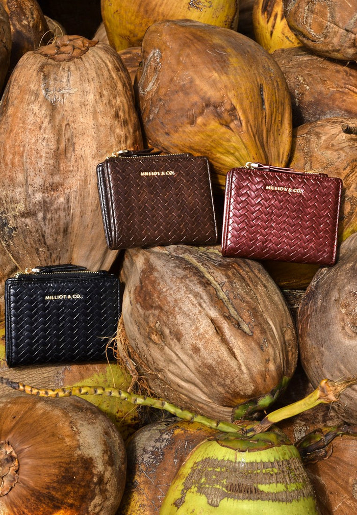 Billie Woven Top Zip Wallet (Burgundy)