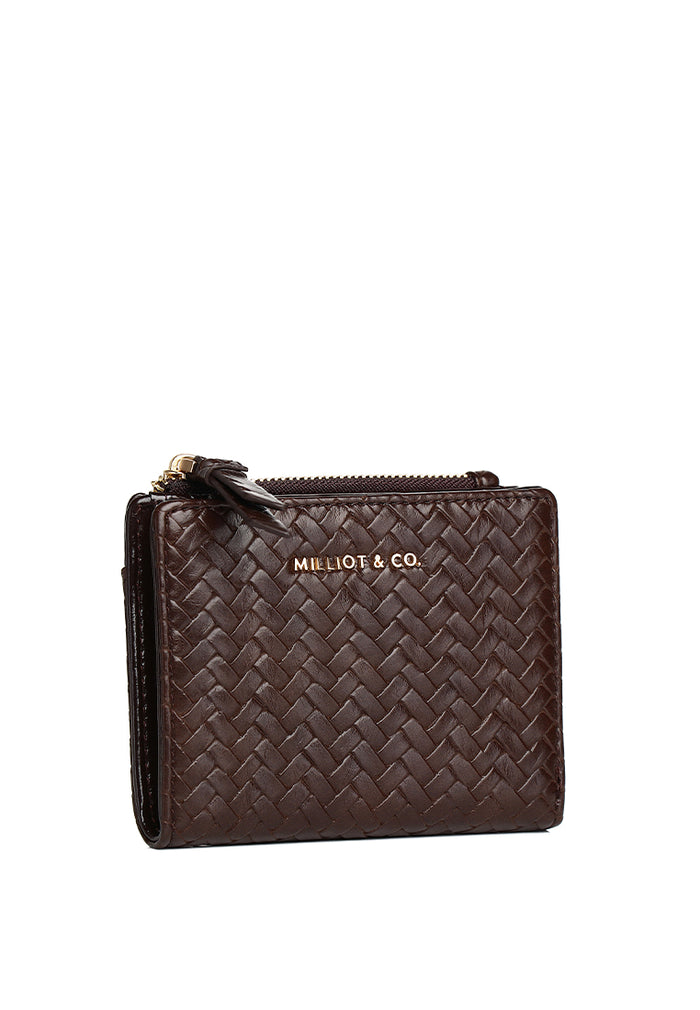 Billie Woven Top Zip Wallet (Espresso)