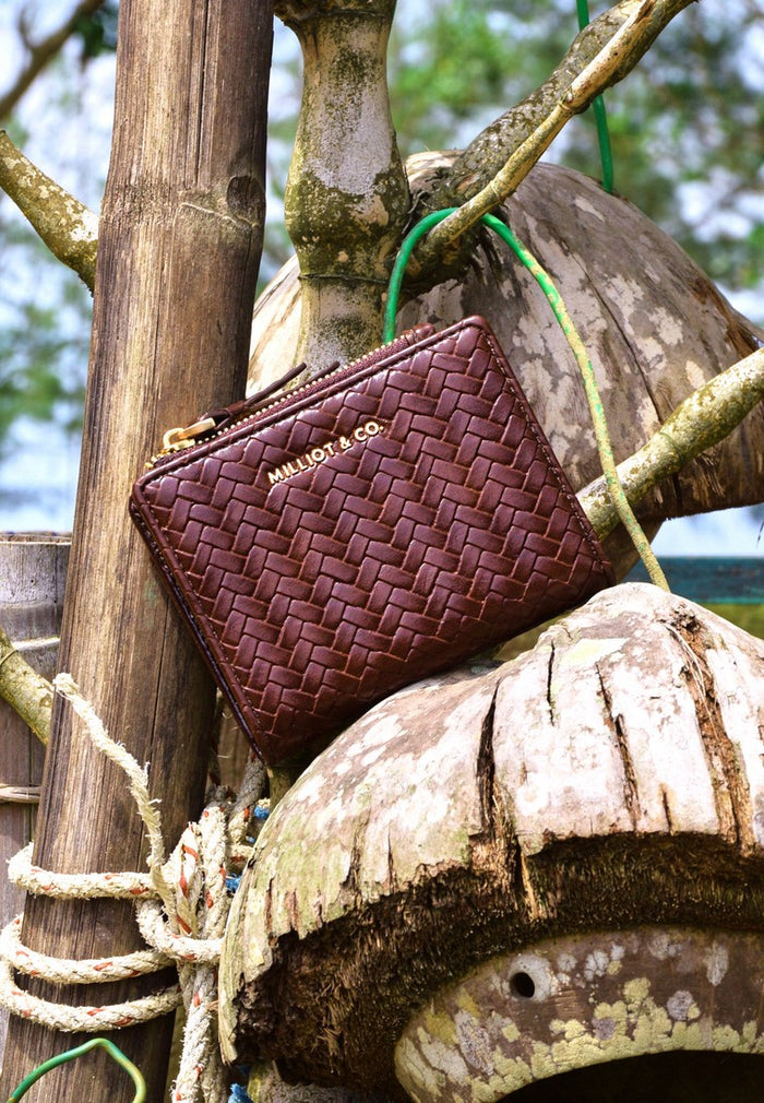 Billie Woven Top Zip Wallet (Espresso)