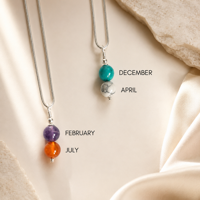 Birthstone Necklace | Sterling Silver or 14K Gold Filled | 1, 2 or 3 Birthstones | Personalised Family Necklace