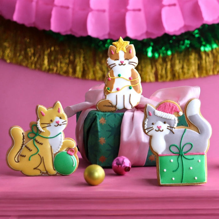 Biscuiteers Christmas Cats Letterbox Biscuits - Patisserie Valerie