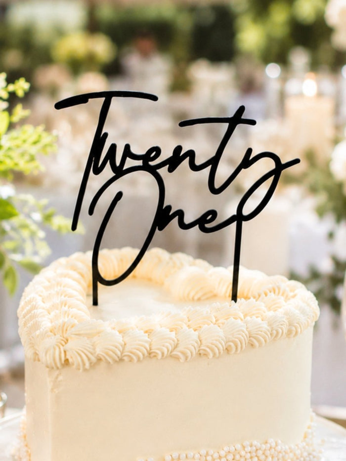 Black 'Twenty - One' Acrylic Cake Topper - Patisserie Valerie