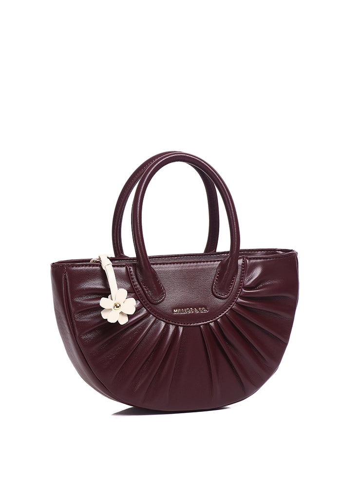 Bliss Bea Pleated Handbag (Maroon)