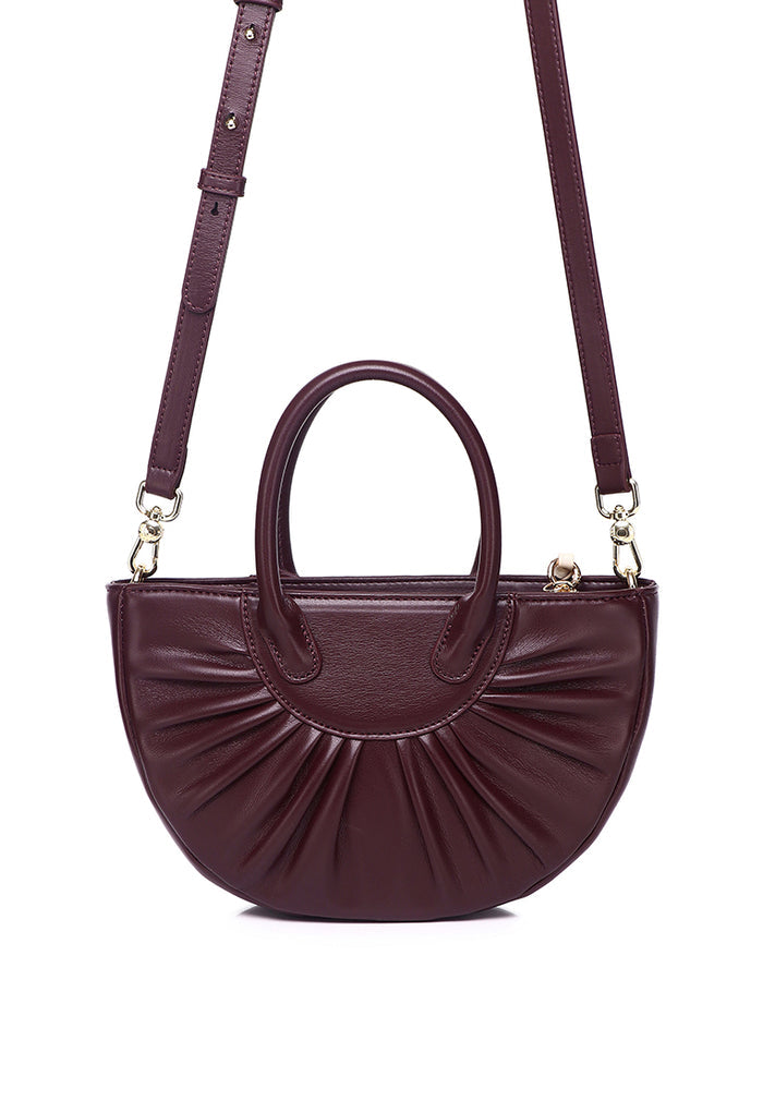 Bliss Bea Pleated Handbag (Maroon)