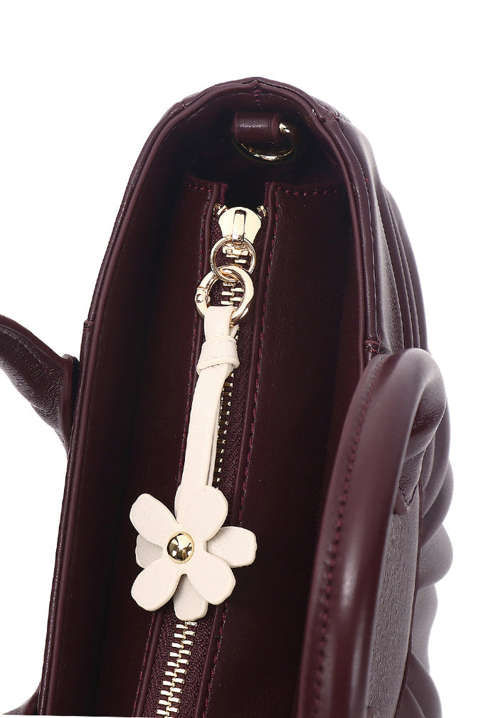 Bliss Bea Pleated Handbag (Maroon)