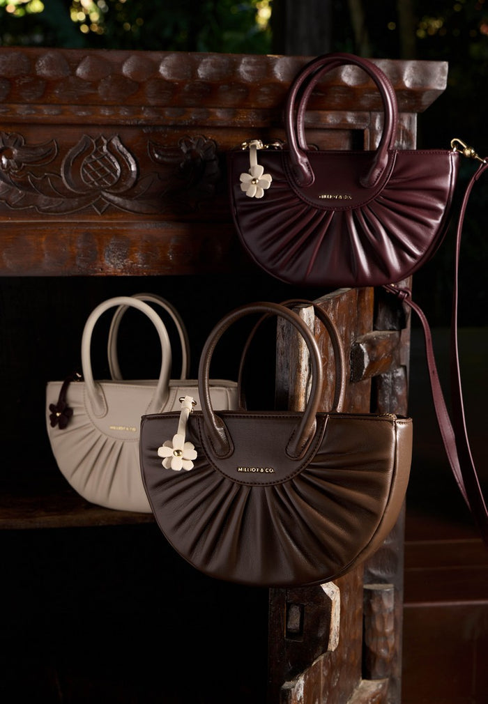 Bliss Bea Pleated Handbag (Maroon)