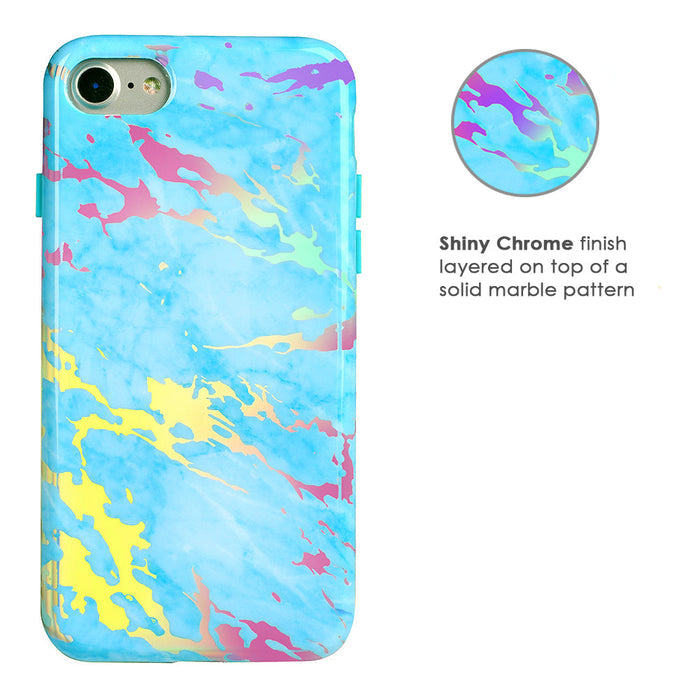 Blue Marble Holo Chrome iPhone Case – Stylish Slim Phone Cover