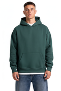 Bottle Green Melange Hooded Sweatshirt  – Premium Blended German Velvet