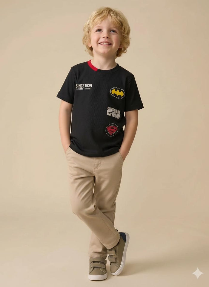 Boy Black Round Neck T-Shirt