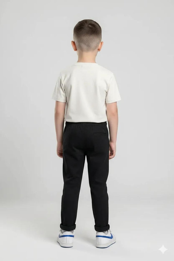 Boy Black Solid Track Pants