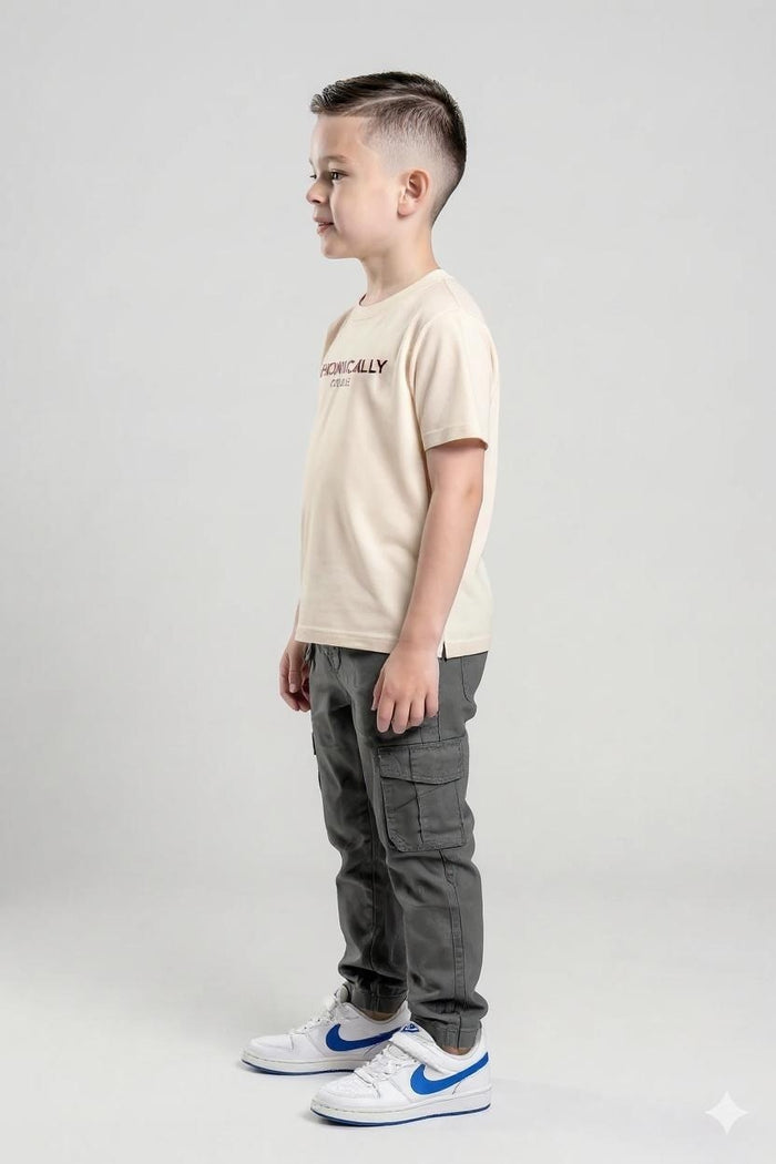 Boy Gun Metal Solid Track Pants