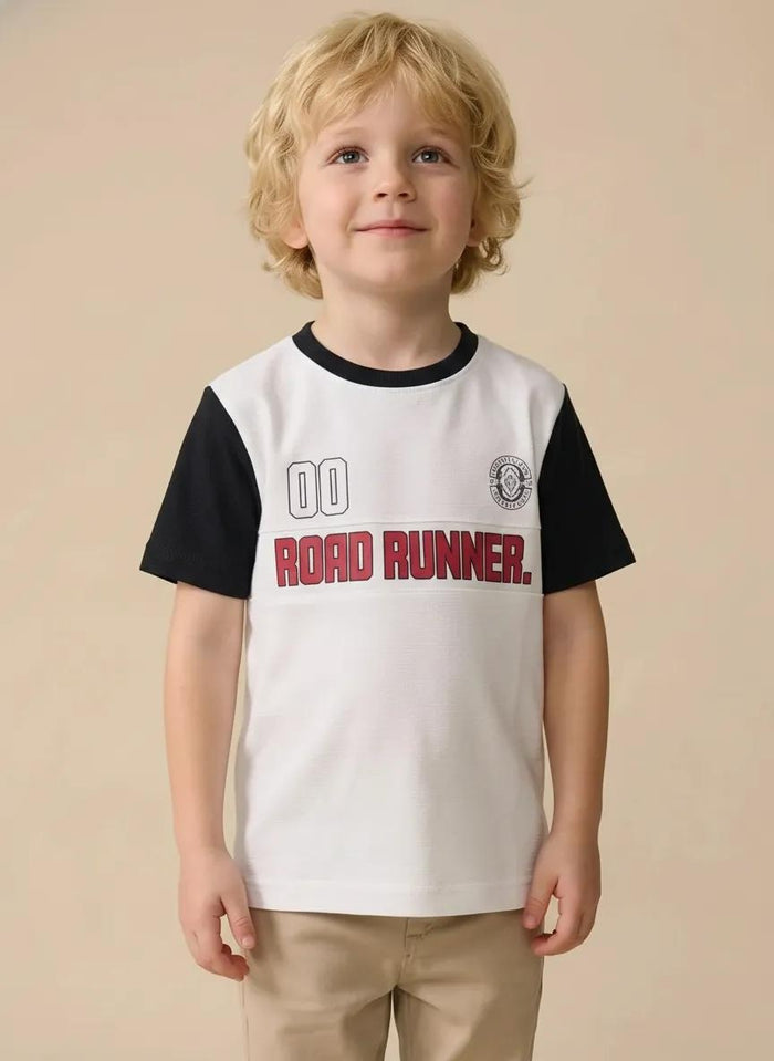 Boy Off White Round Neck T-Shirt