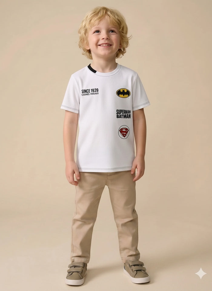 Boy Off White Round Neck T-Shirt