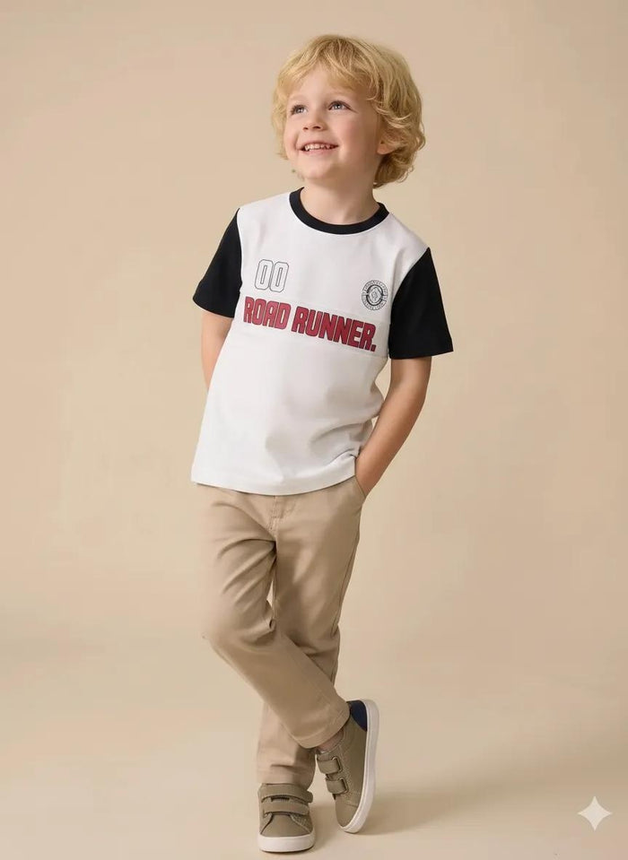 Boy Off White Round Neck T-Shirt