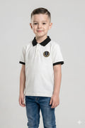 Boy Off White Solid Polo Neck T-Shirt