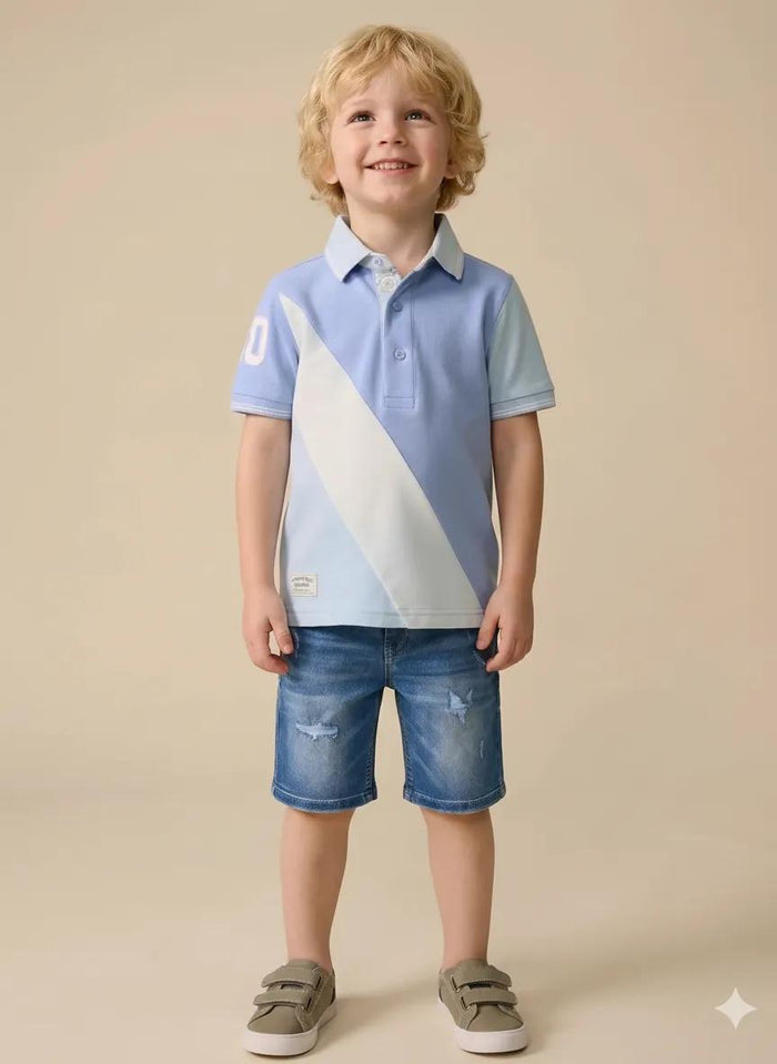 Boy Rugged Blue Solid Long Short