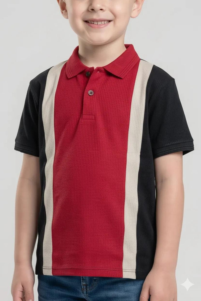 Boy Salsa Colourblocked Polo Neck T-Shirt