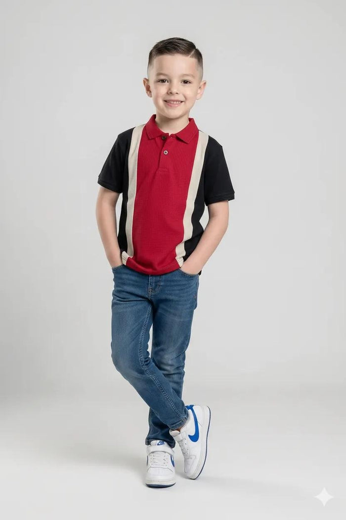 Boy Salsa Colourblocked Polo Neck T-Shirt