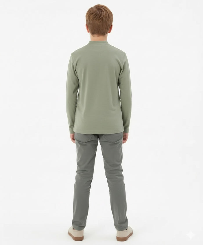 Boy Solid Mandarin Neck T-Shirt