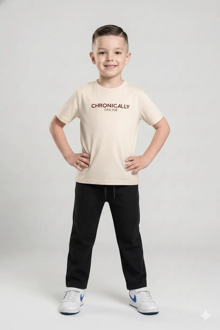Boys Black Regular Fit Textured Joggers