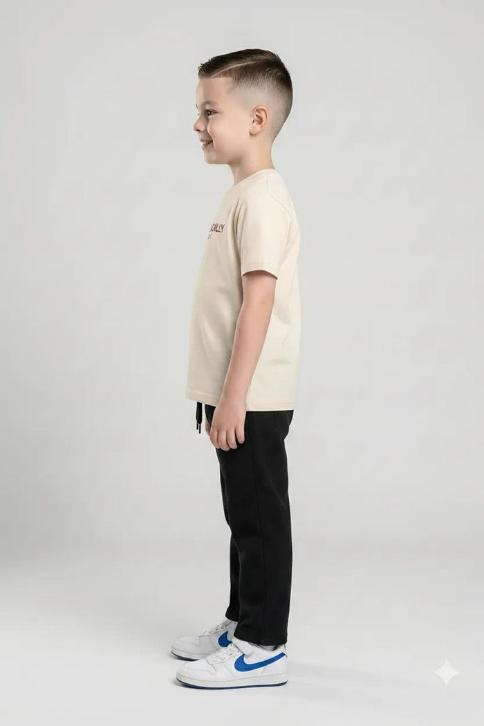 Boys Black Regular Fit Textured Joggers