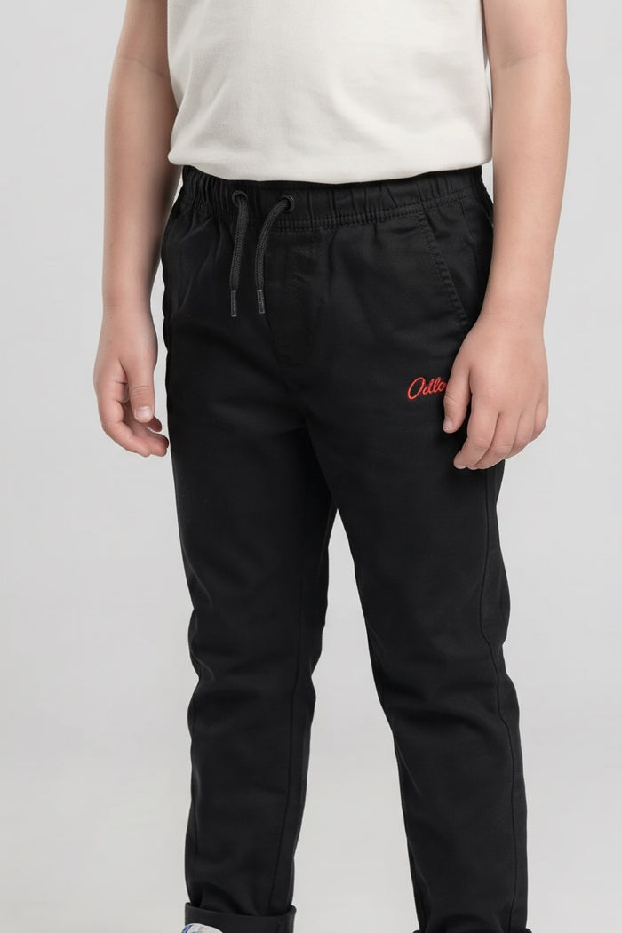 Boys Black Regular Fit Track Pants