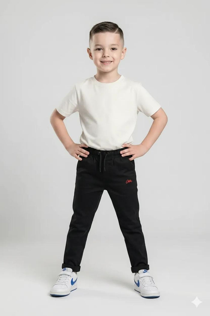 Boys Black Regular Fit Track Pants