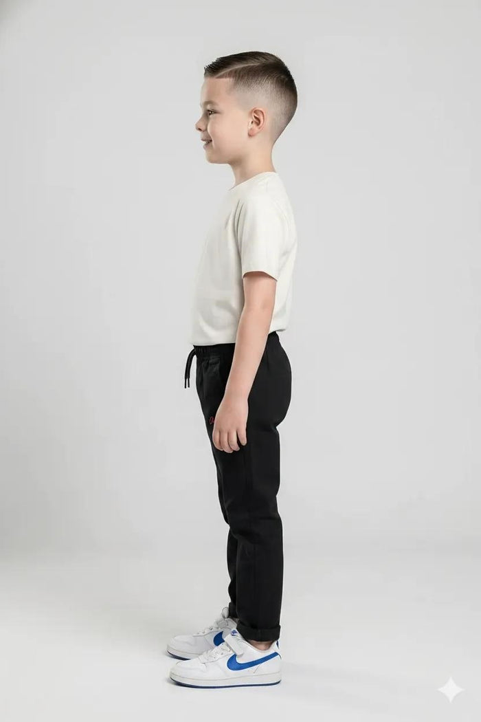 Boys Black Regular Fit Track Pants