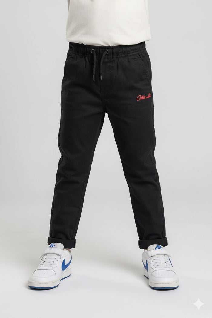 Boys Black Regular Fit Track Pants