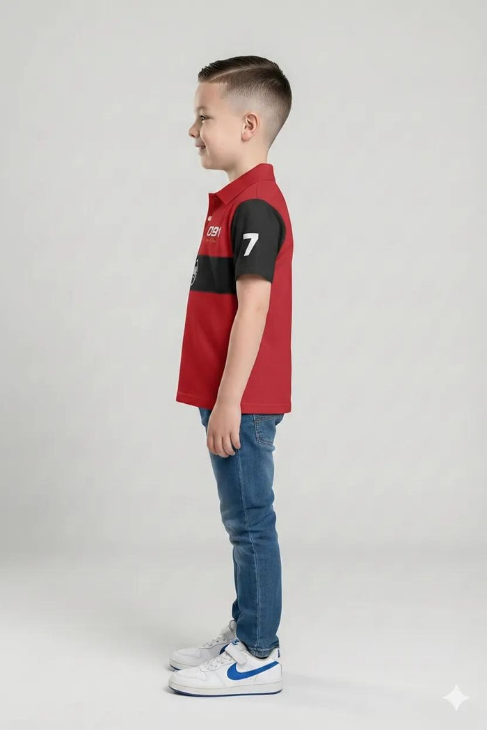 Boys Brick Colourblocked Polo Collar T-shirt