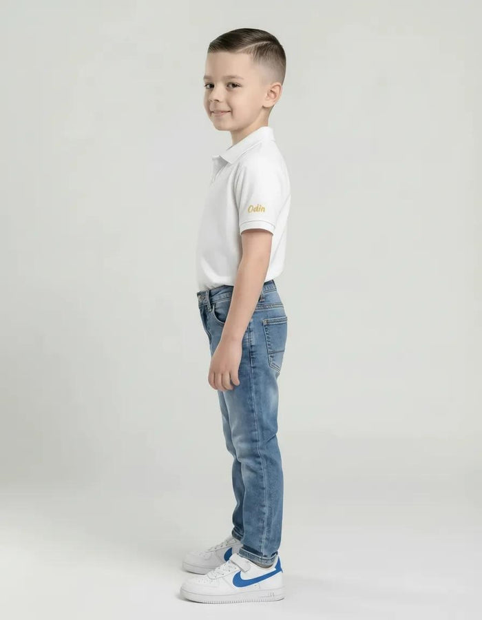 Boys Cloud Straight Fit Mid-Rise Mildly Distressed Light Fade Stretchable Jeans