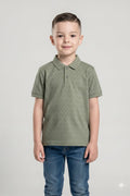 Boys Dusty Mint Printed Polo Collar T-shirt