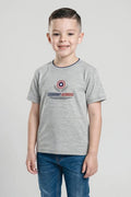 Boys Grey Melange Captain America Printed T-shirt