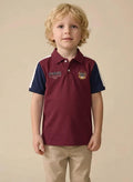 Boys Merlot Printed Polo Collar T-shirt
