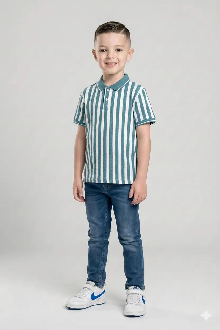 Boys Nile Striped Polo Collar T-shirt