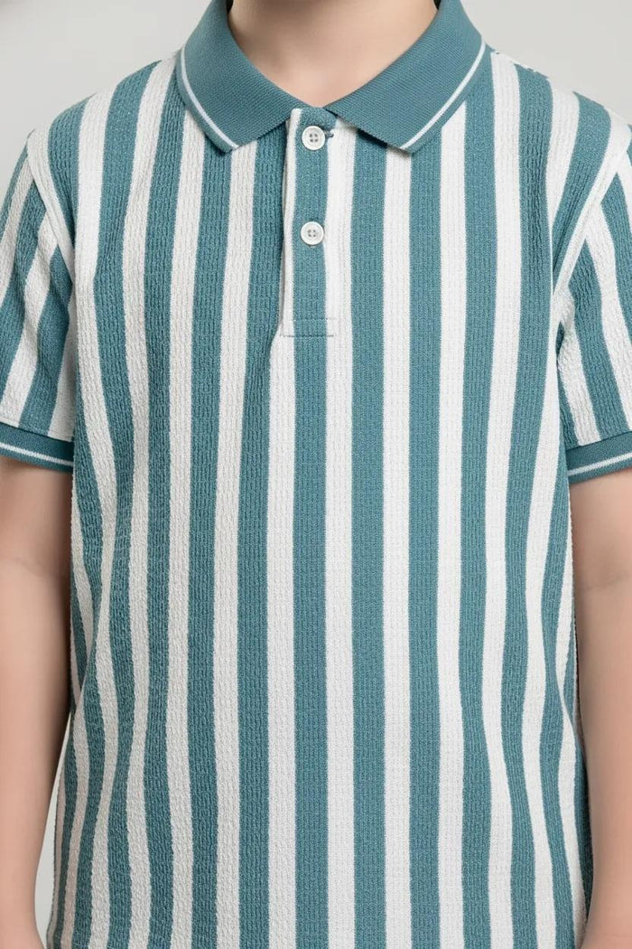 Boys Nile Striped Polo Collar T-shirt