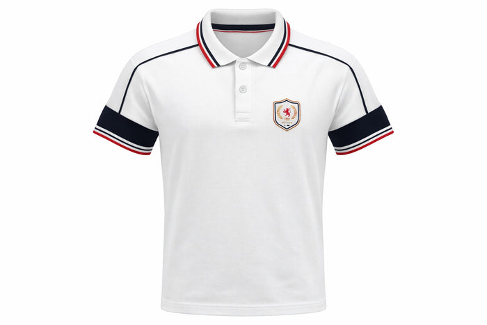 Boys Off White Polo Collar T-shirt
