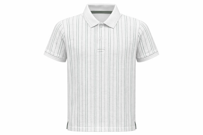 Boys Off White Striped Polo Collar T-shirt