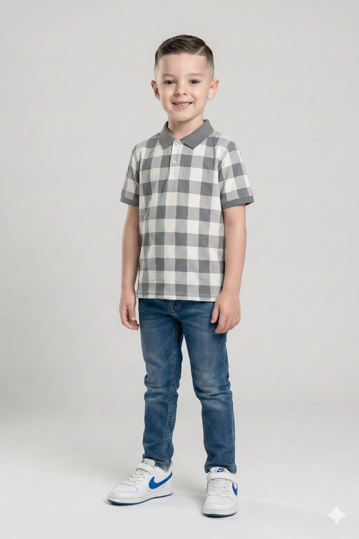 Boys Storm  Checked Polo Collar T-shirt