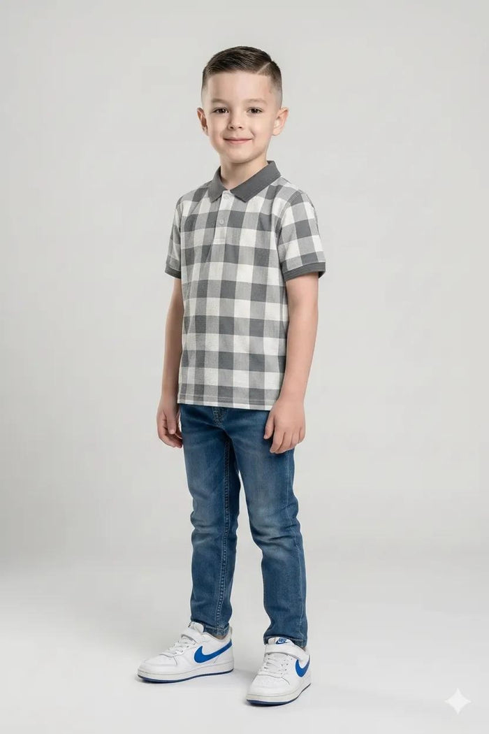 Boys Storm  Checked Polo Collar T-shirt