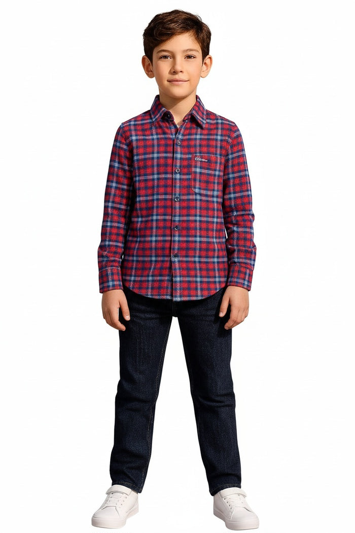 Boys Tartan Checks Checked Casual Shirt