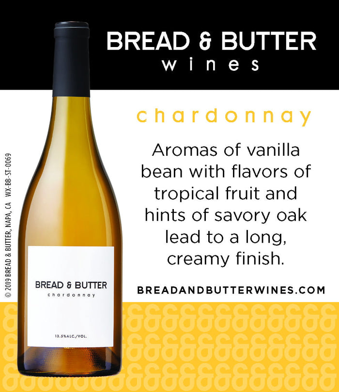 Bread & Butter Chardonnay White Wine, California, 13.5% ABV, 750ml Glass Bottle, 5-150ml Servings