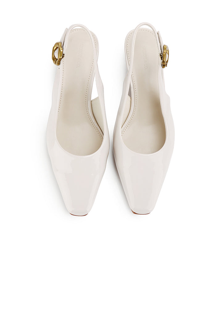 Carmen Square Toe Pumps Heels (Beige)