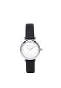 Cece Fleur Analog Leather Strap Watch (Black)