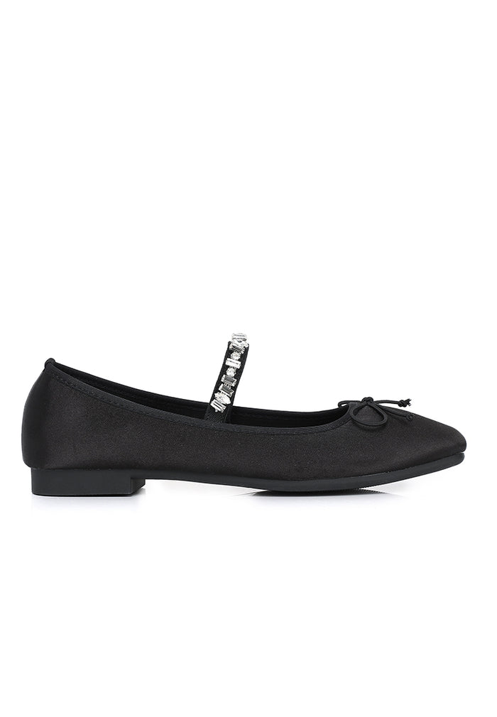 Celeste Crystal-Strap Ballerina & Flats (Black)