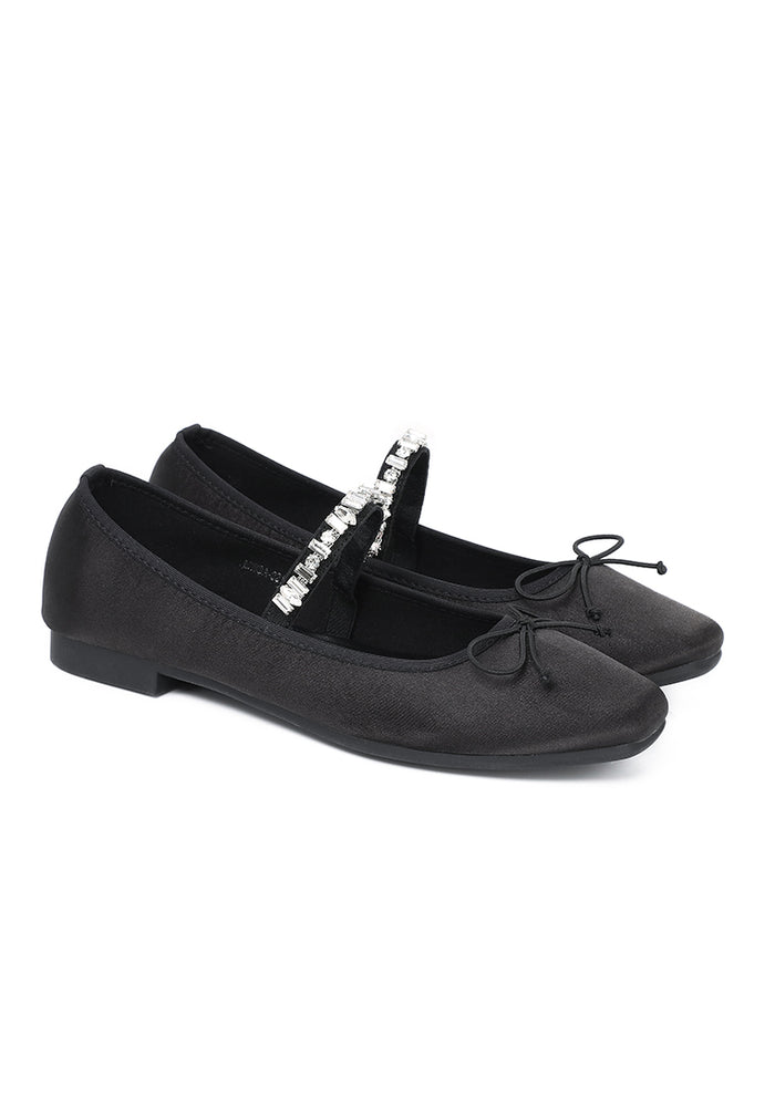 Celeste Crystal-Strap Ballerina & Flats (Black)