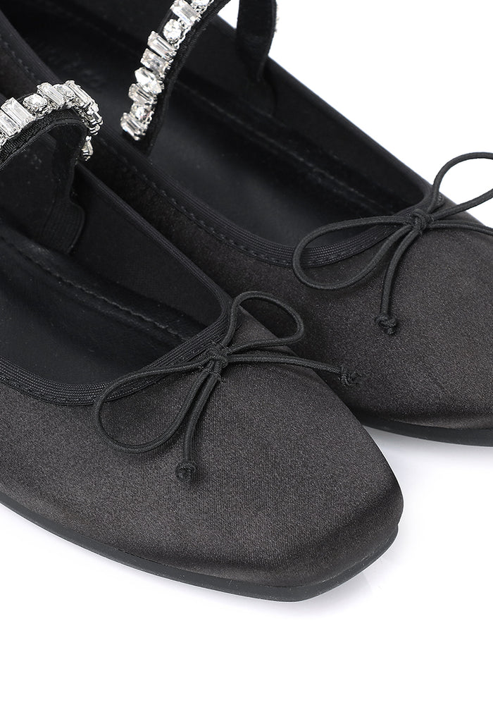 Celeste Crystal-Strap Ballerina & Flats (Black)