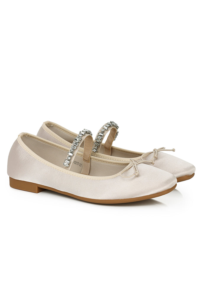 Celeste Crystal-Strap Ballerina & Flats (Nude)