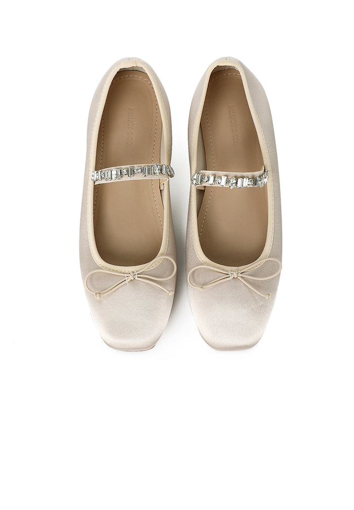 Celeste Crystal-Strap Ballerina & Flats (Nude)